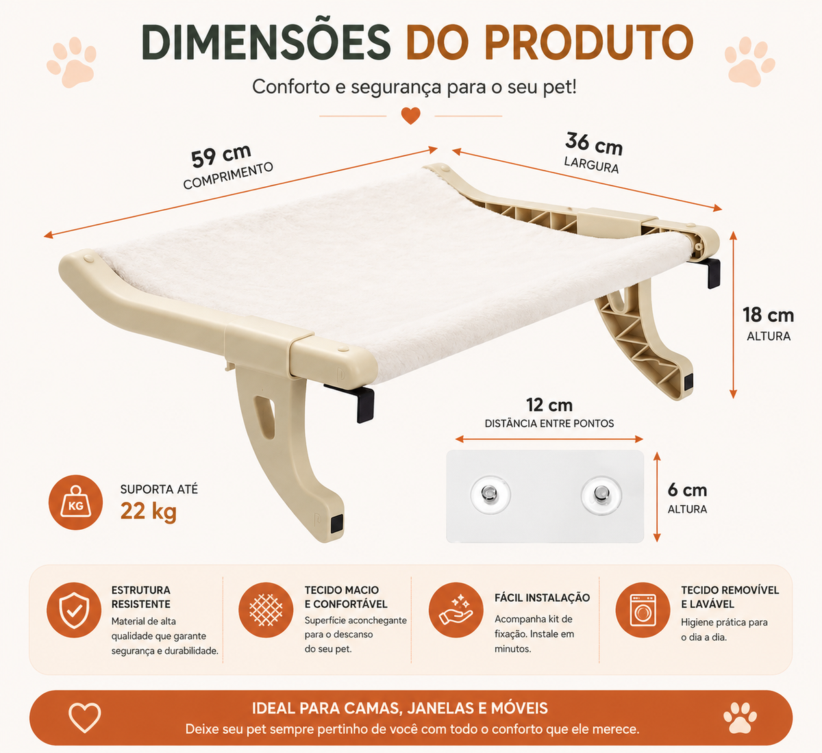 🐾 Hanging Pet Bed for Beds & Windows – Your Pet Always by Your Side
