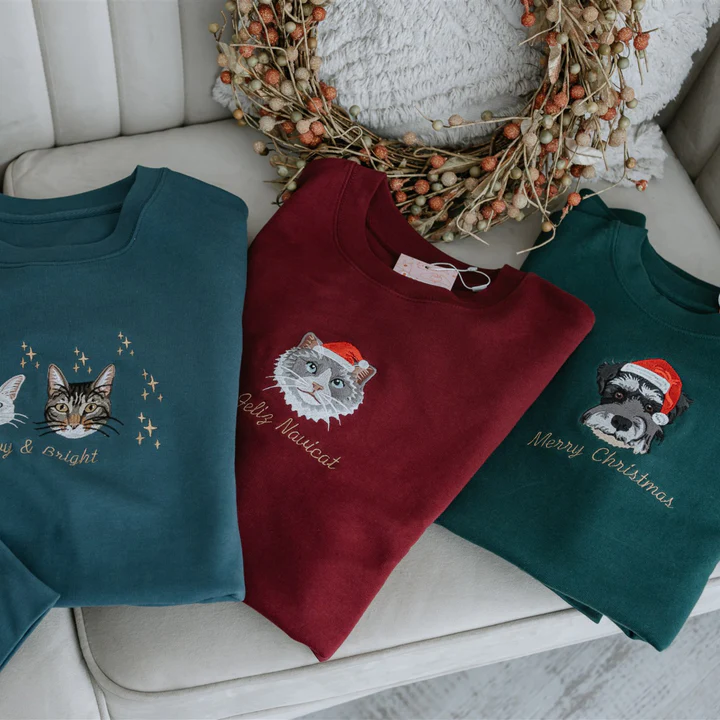 Custom Embroidered Pet Portrait Sweatshirt