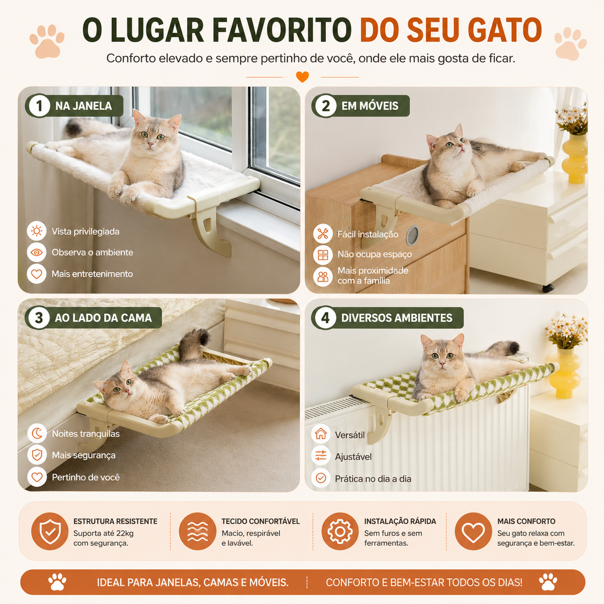 🐾 Hanging Pet Bed for Beds & Windows – Your Pet Always by Your Side
