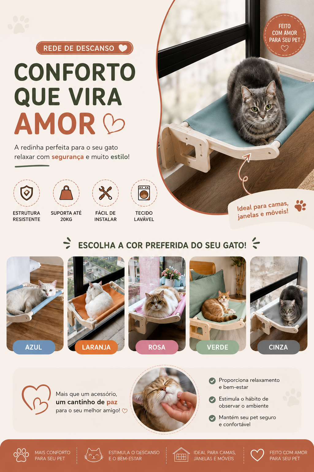 🐾 Hanging Pet Bed for Furniture – Your Pet Always by Your Side