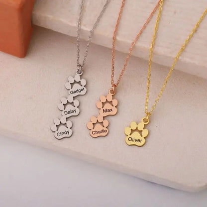 Personalised Paw Name Necklace – Joined Paws