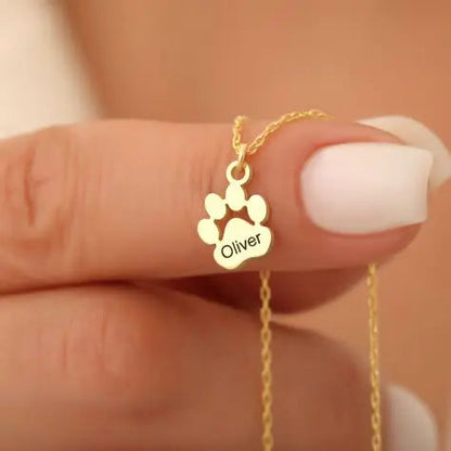 Personalised Paw Name Necklace – Joined Paws