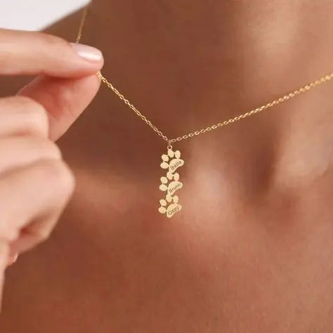 Personalised Paw Name Necklace – Joined Paws
