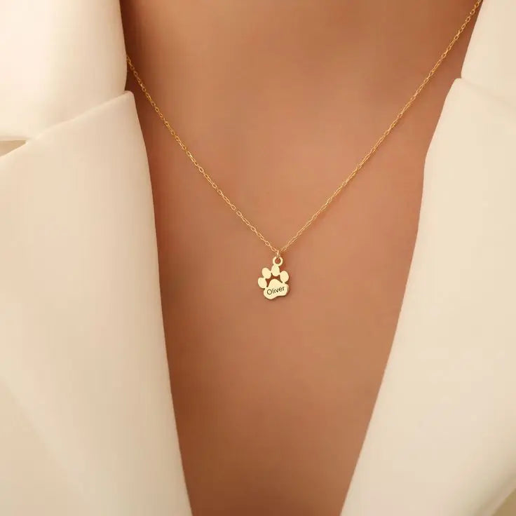 Personalised Paw Name Necklace – Joined Paws