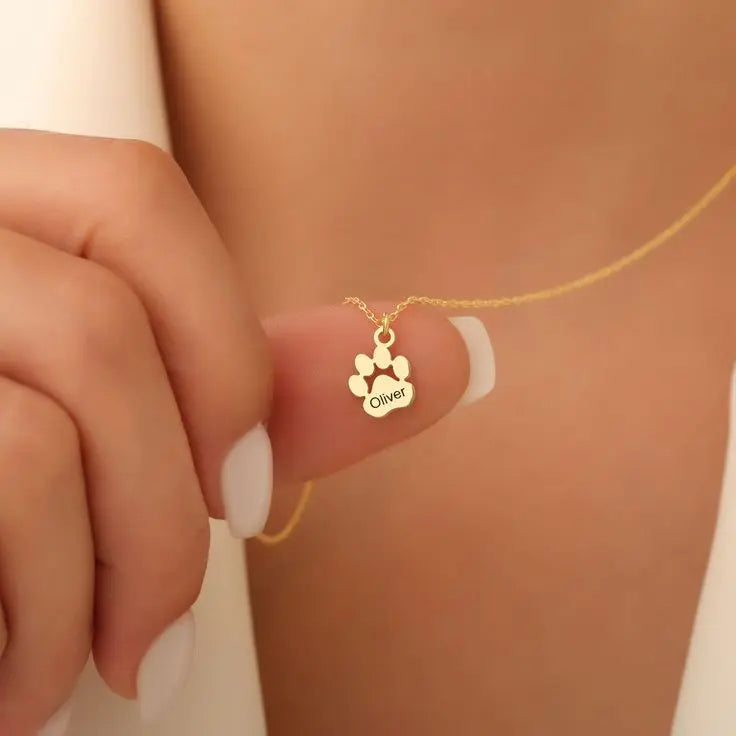 Personalised Paw Name Necklace – Joined Paws