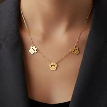 Personalised Paw Name Necklace – Separate Paws