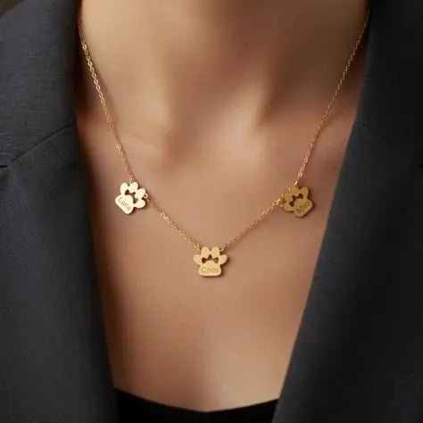 Personalised Paw Name Necklace – Separate Paws