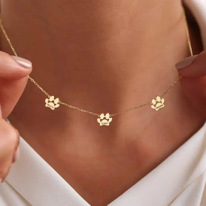 Personalised Paw Name Necklace – Separate Paws
