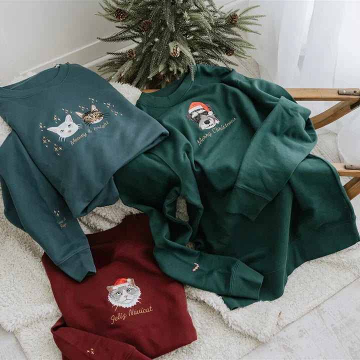 Custom Embroidered Pet Portrait Sweatshirt